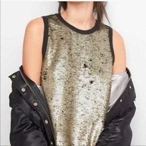 NWT-The Gap Black & Gold Sequin Top